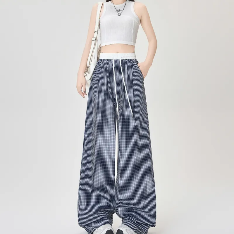 AHDO Casual Pants Women's Plaid-2