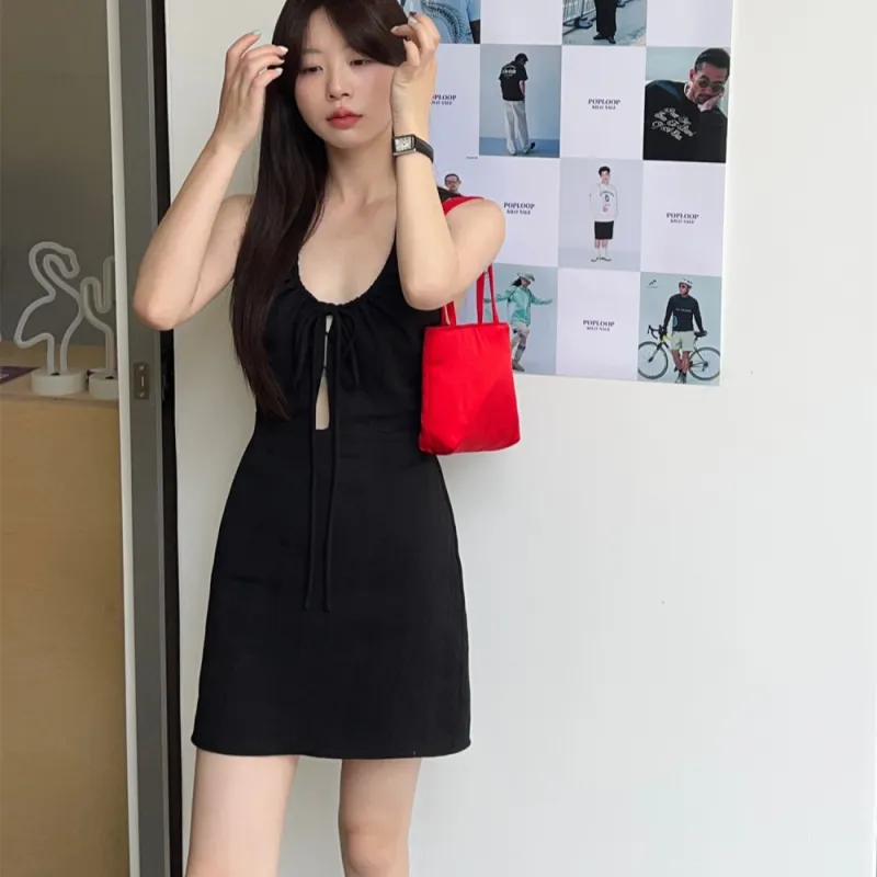 AHDO Sleeveless Dresses Women's Black-5