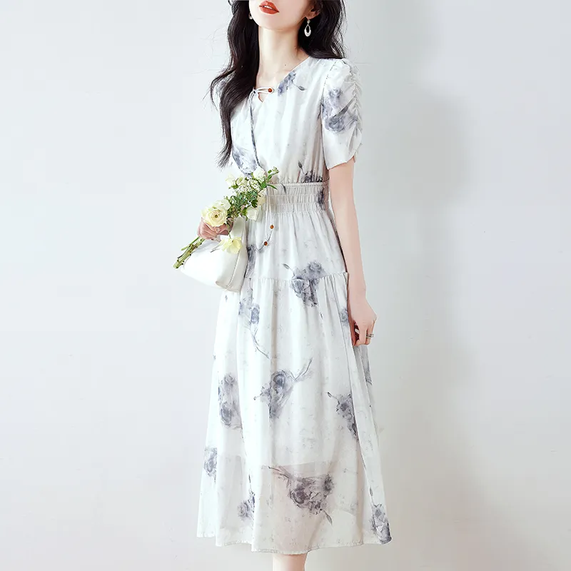 AHDO Short Sleeved Dress Women's Gray-5