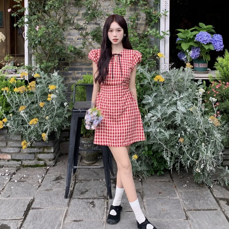 AHDO Short Sleeved Dress Women's Red-4