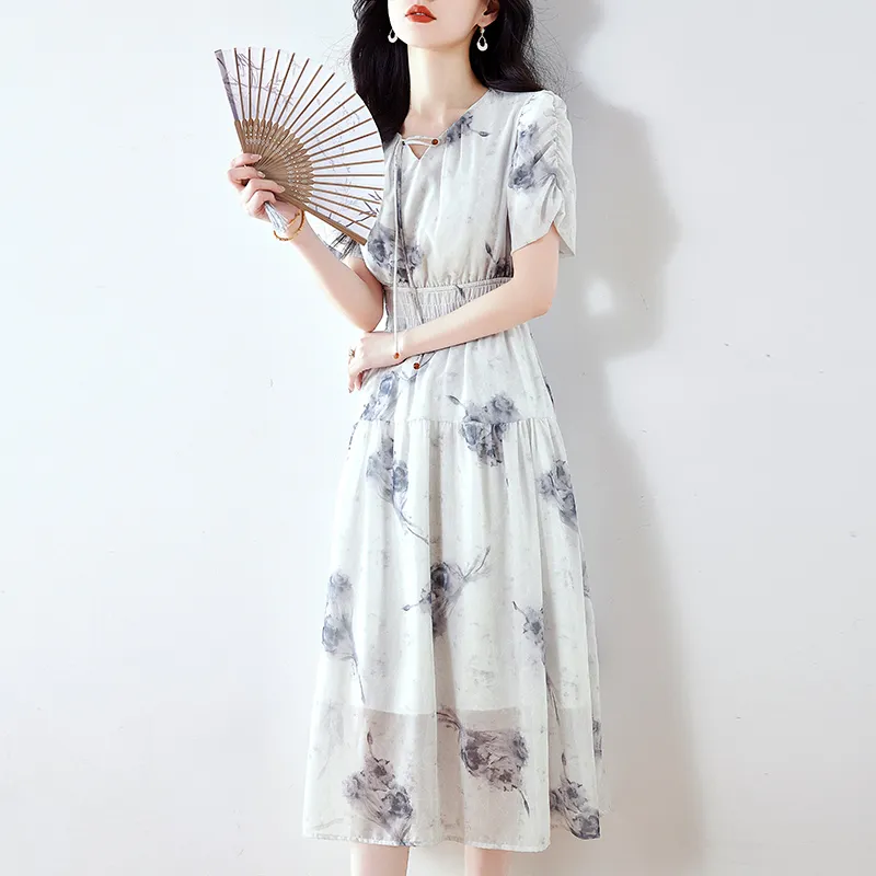 AHDO Short Sleeved Dress Women's Gray-3