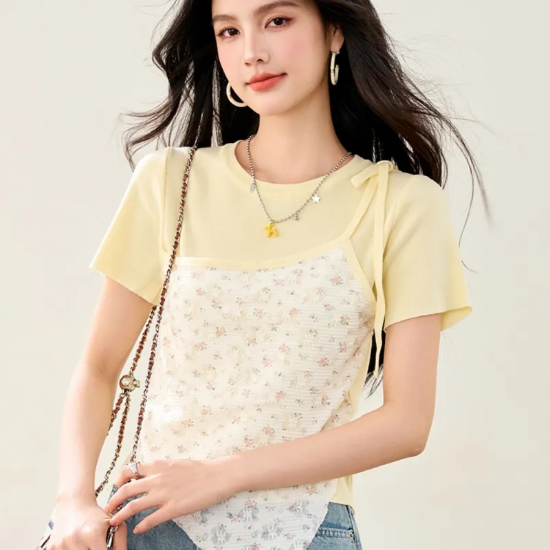 AHDO T Shirts Women's Yellow-4
