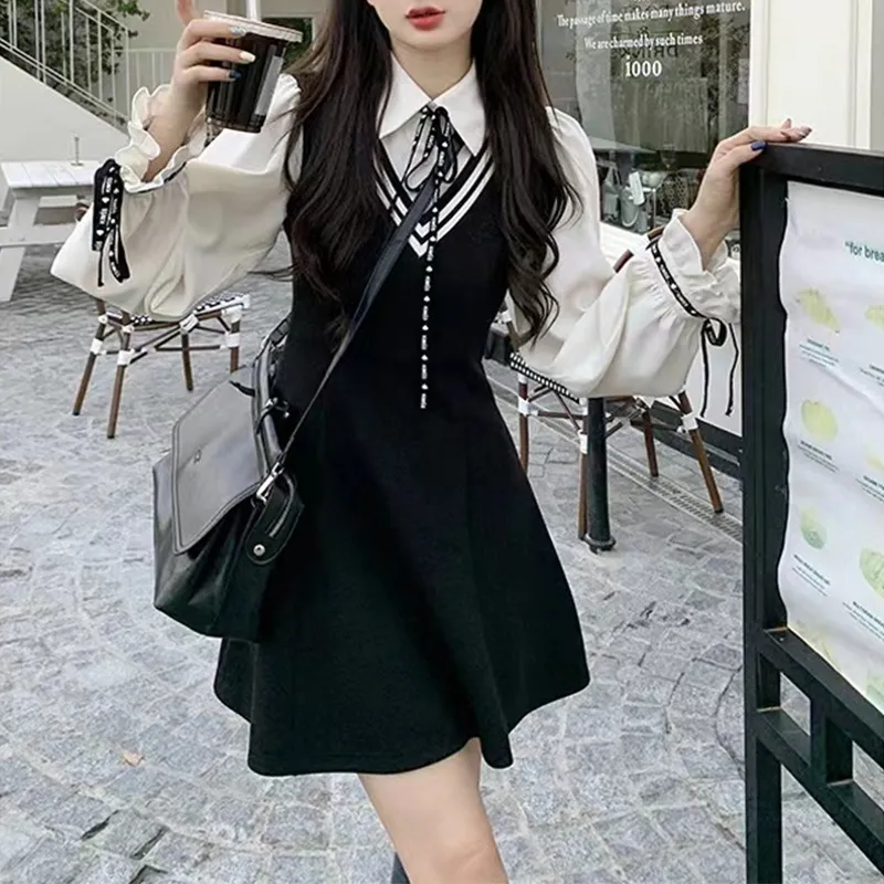 AHDO Long Sleeved Dresses Women's Black-3