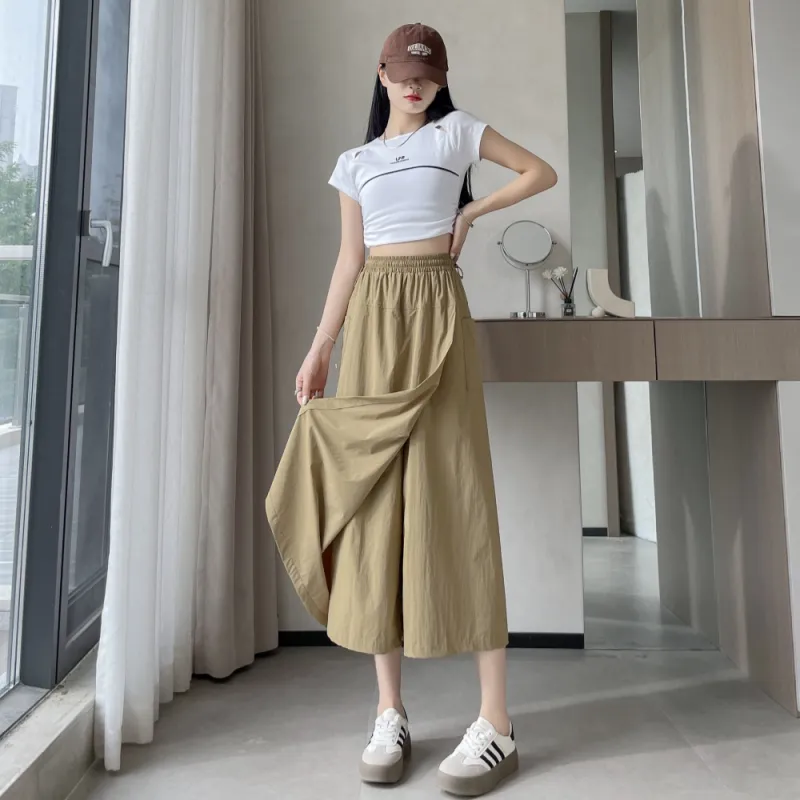 AHDO Casual Long Skirts Women's Khaki-5