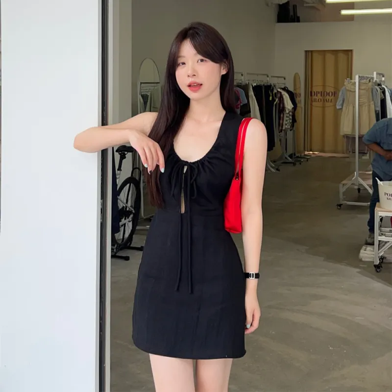 AHDO Sleeveless Dresses Women's Black-4
