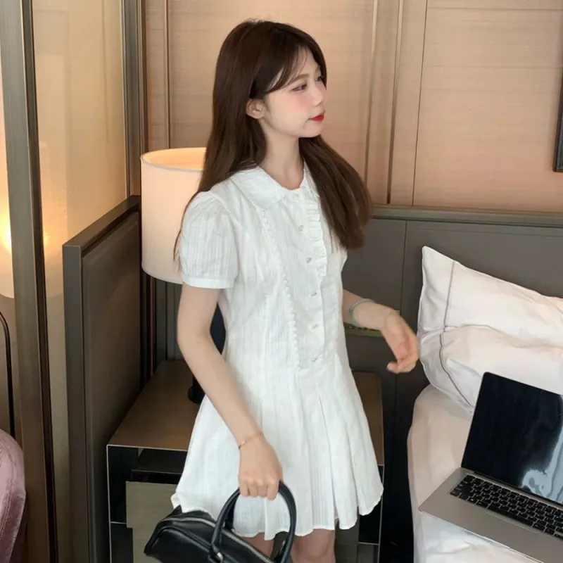 AHDO Sleeveless Dresses Women's White-6