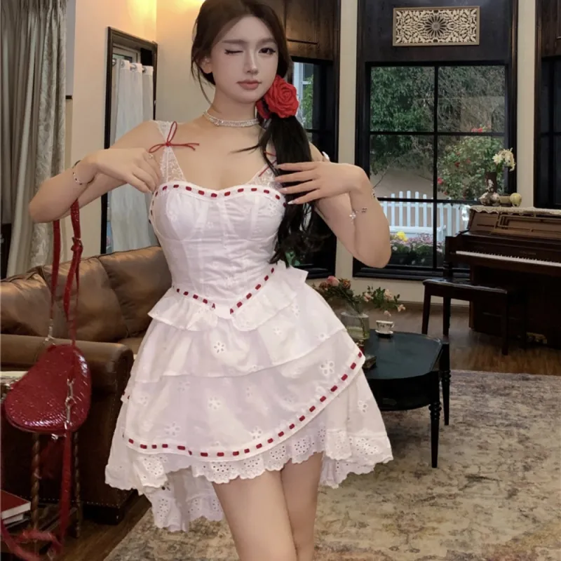 AHDO Slip Dress Women's Red White-6