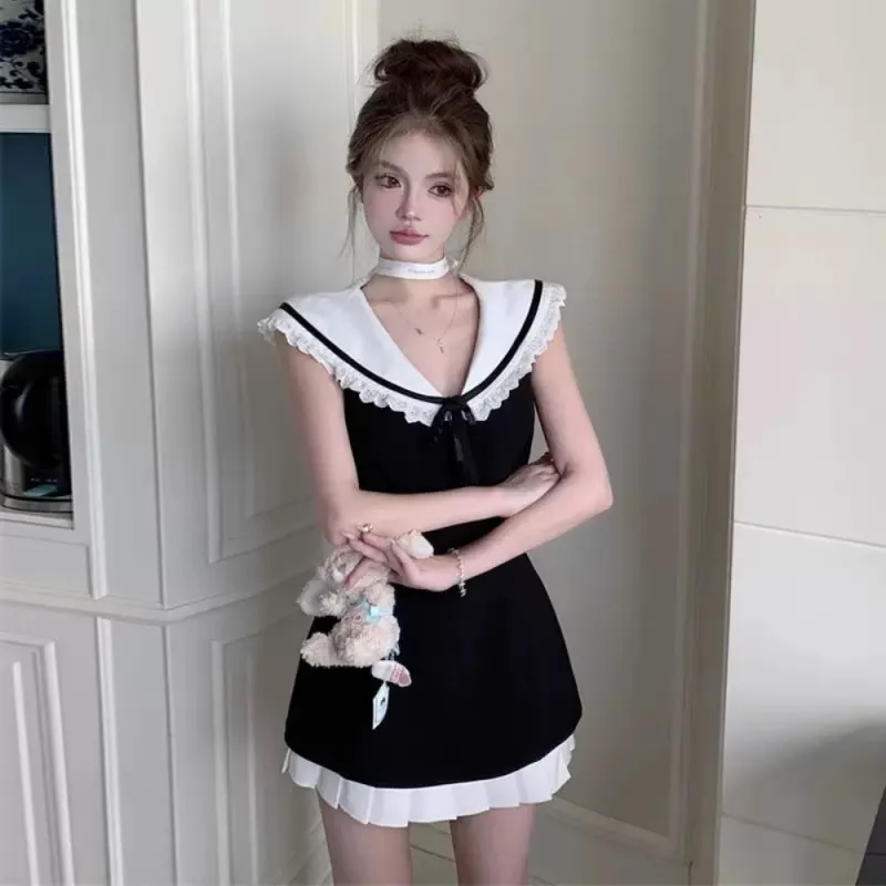 AHDO Sleeveless Dresses Women's Black-6