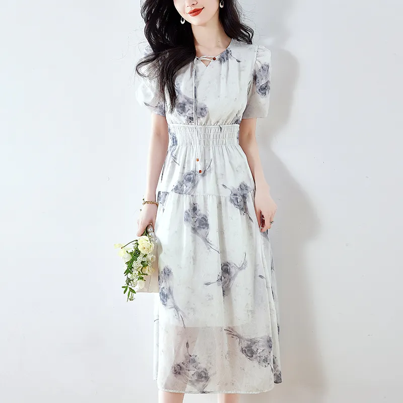 AHDO Short Sleeved Dress Women's Gray-4