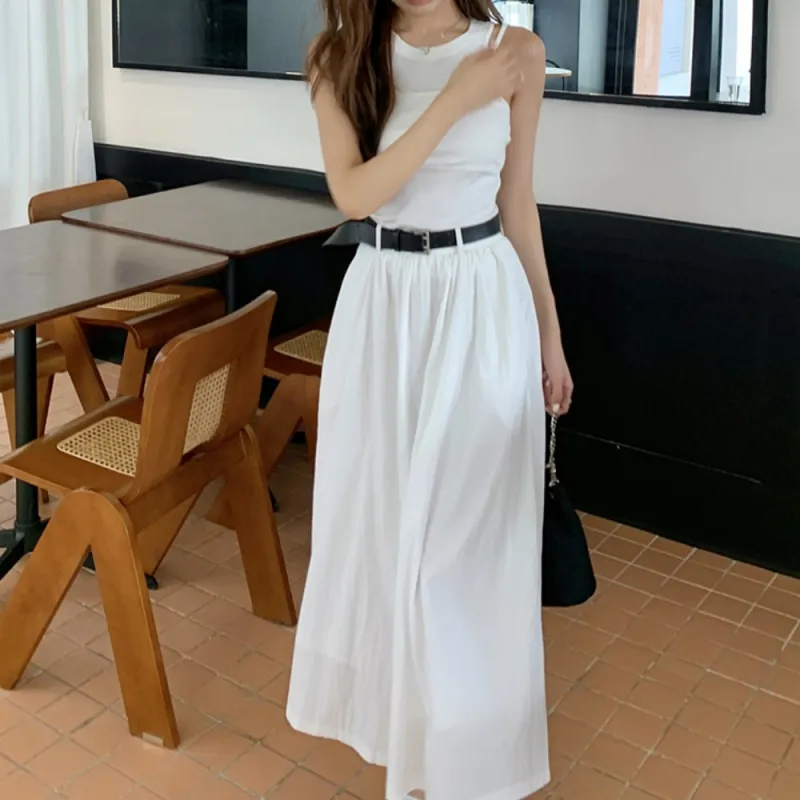 AHDO Casual Long Skirts Women's White-4