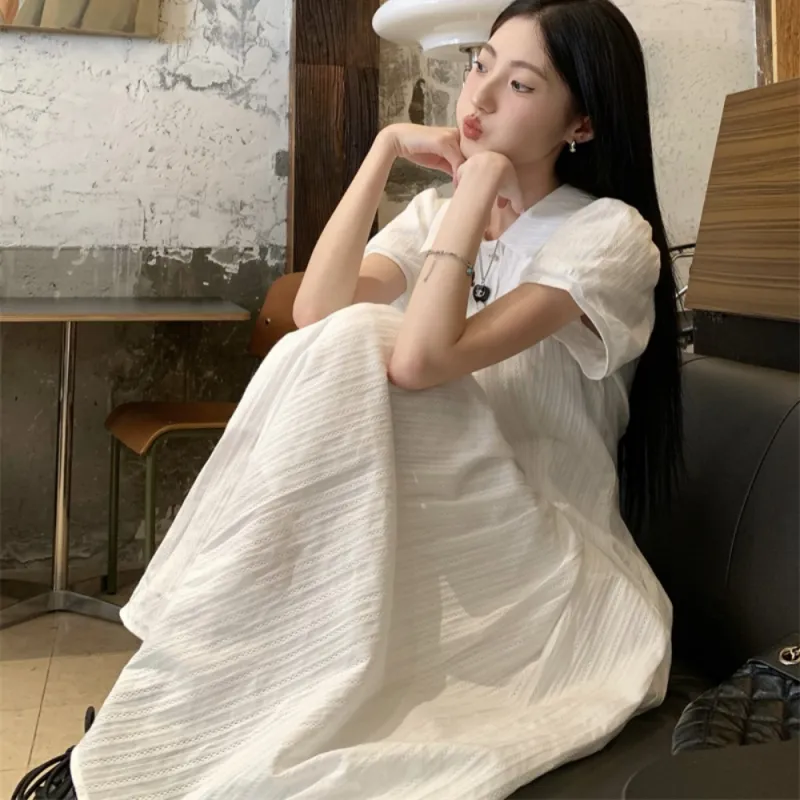 AHDO Short Sleeved Dress Women's White-6