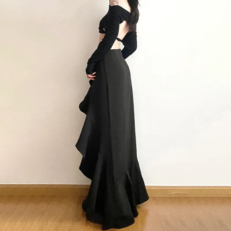 AHDO Casual Long Skirt Women's Black-3