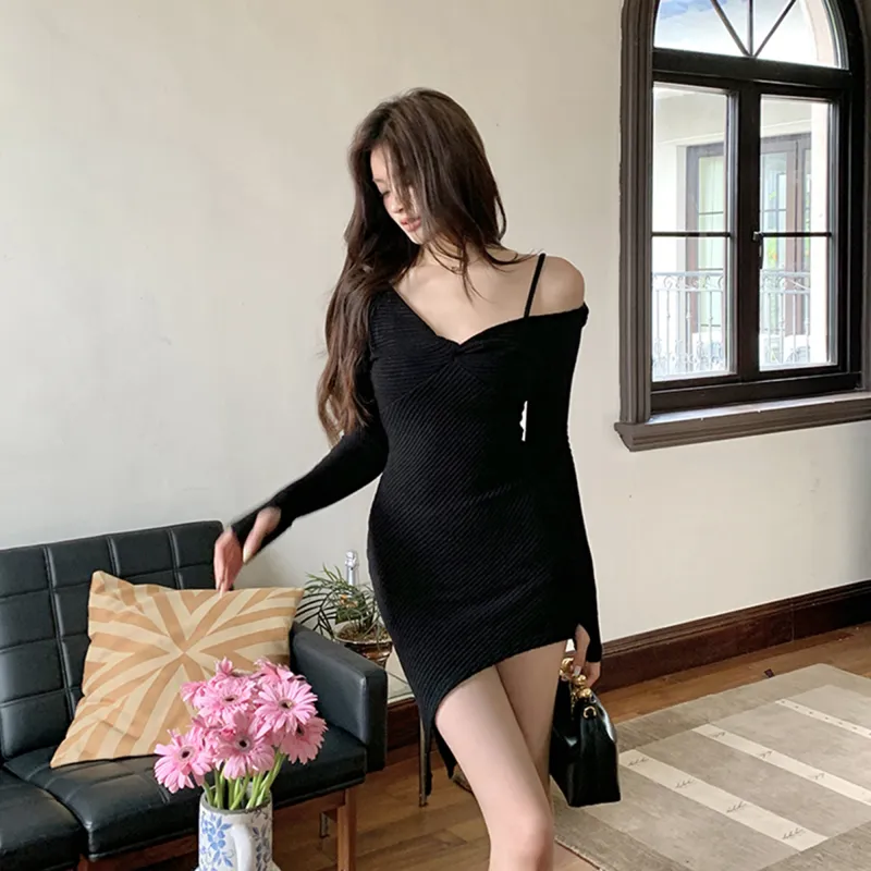 AHDO Long-Sleeved Dresses Women's Black-4
