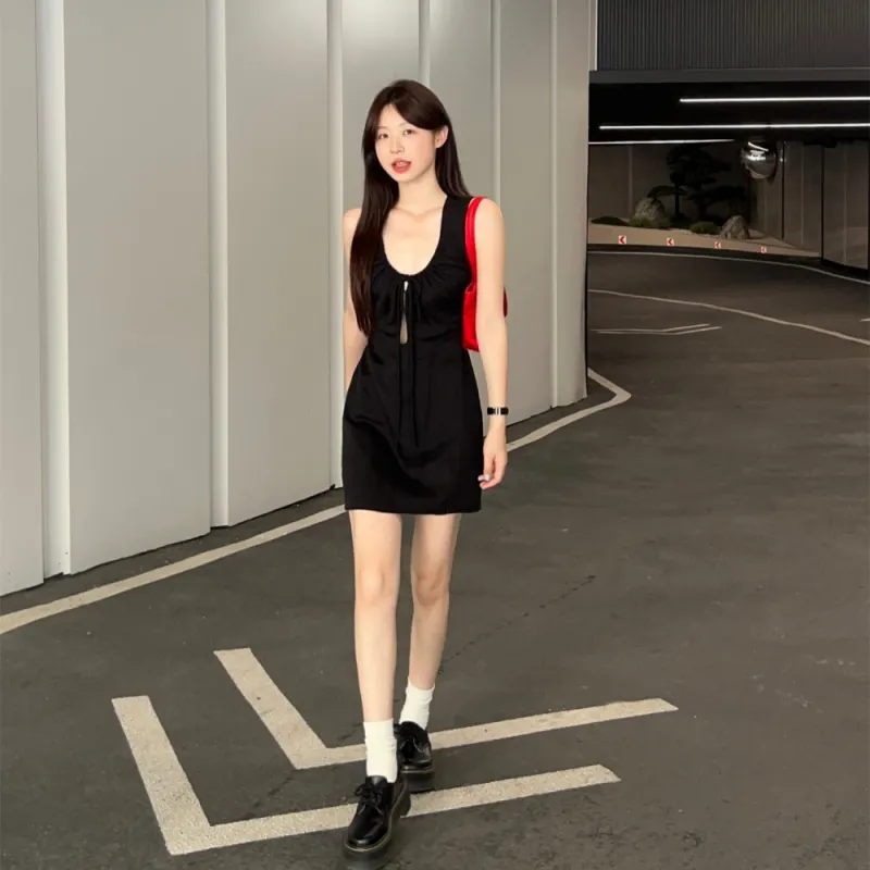 AHDO Sleeveless Dresses Women's Black-2