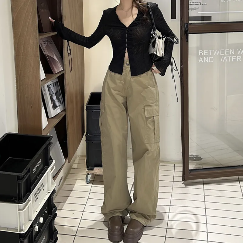 AHDO Casual Pants Women's Khaki Green-3