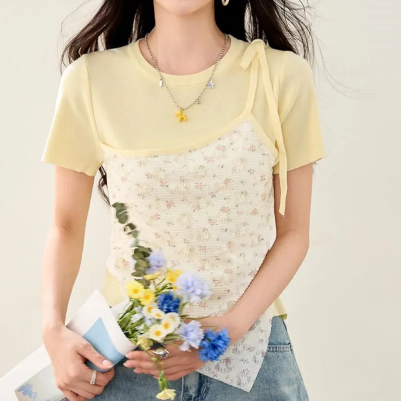 AHDO T Shirts Women's Yellow-5