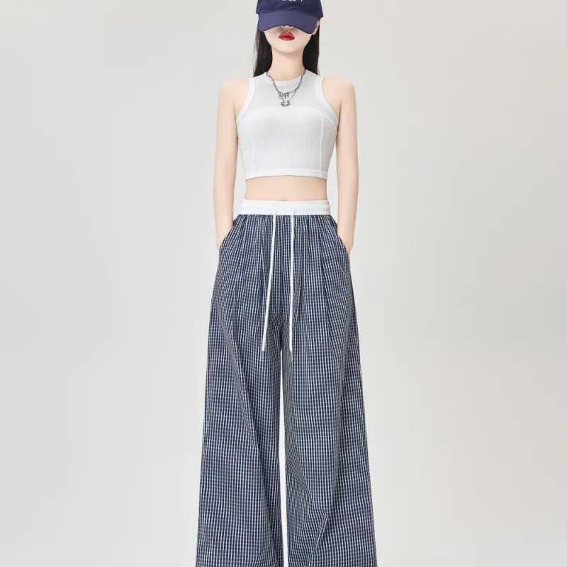 AHDO Casual Pants Women's Plaid-5