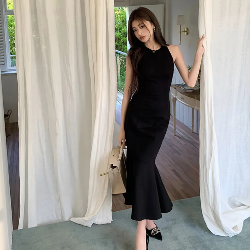 AHDO Slip Dresses Women's Black-4