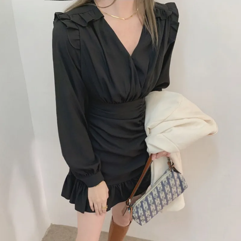 AHDO Long Sleeved Dresses Women's Black-2