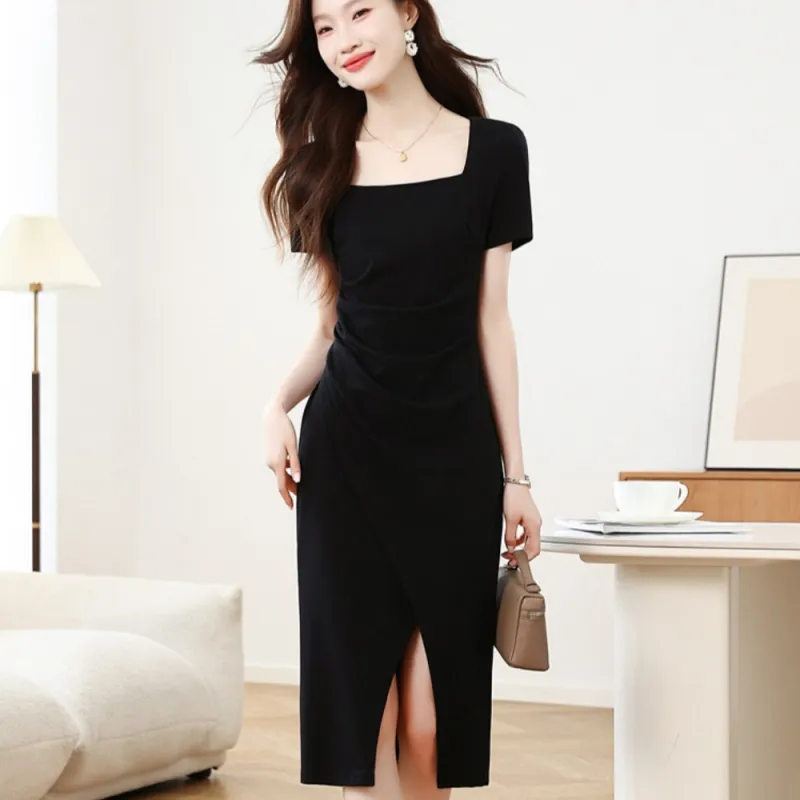 AHDO Short Sleeved Dress Women's Black-5