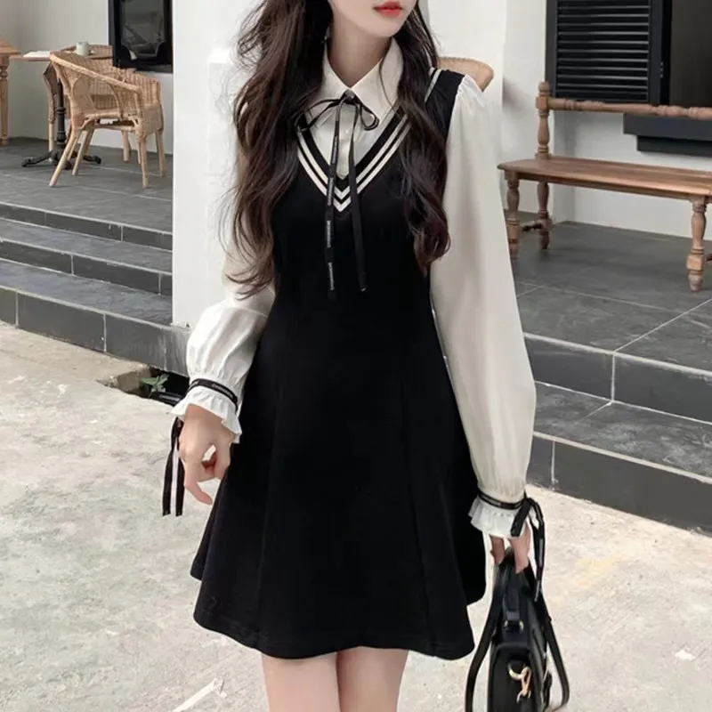AHDO Long Sleeved Dresses Women's Black-2