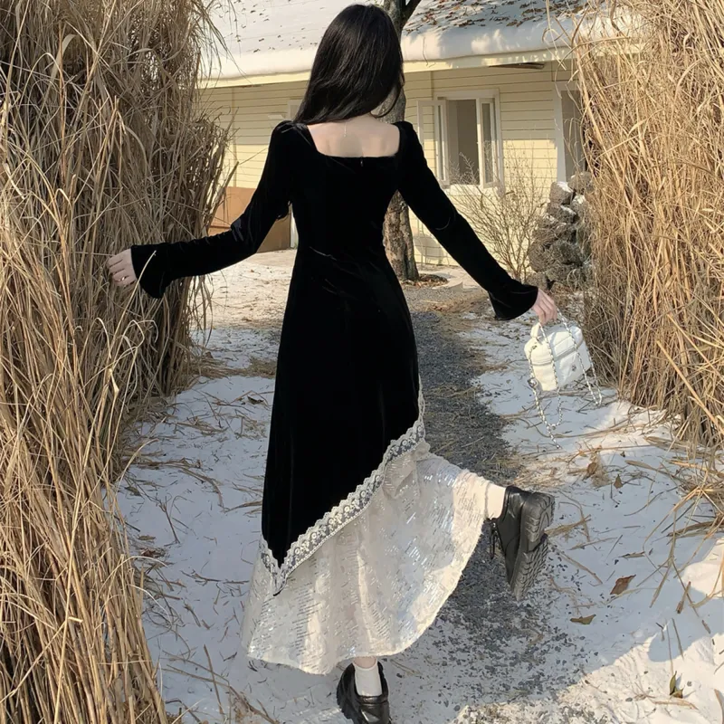 AHDO Long-Sleeved Dresses Women's Black-5