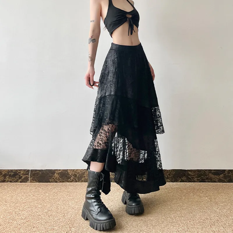 AHDO Casual Long Skirts Women's Black-4