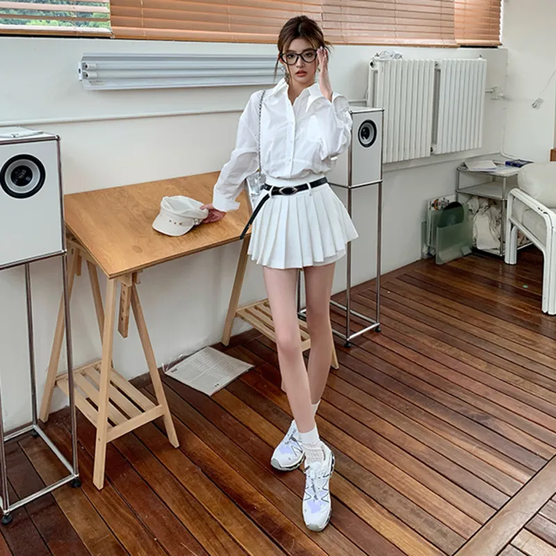 AHDO Casual Short Skirts Women's White-2