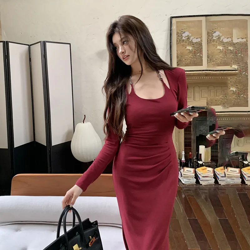 AHDO Long-Sleeved Dresses Women's-3