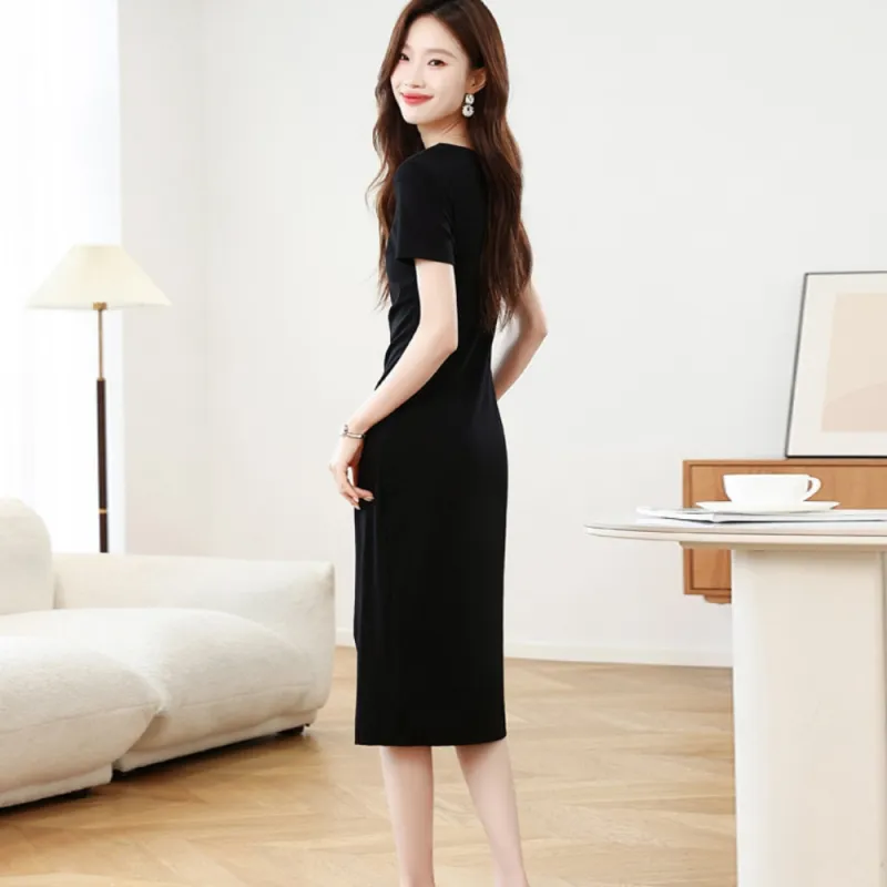 AHDO Short Sleeved Dress Women's Black-2