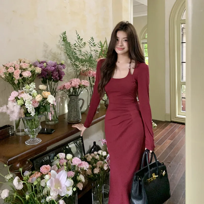 AHDO Long-Sleeved Dresses Women's-2