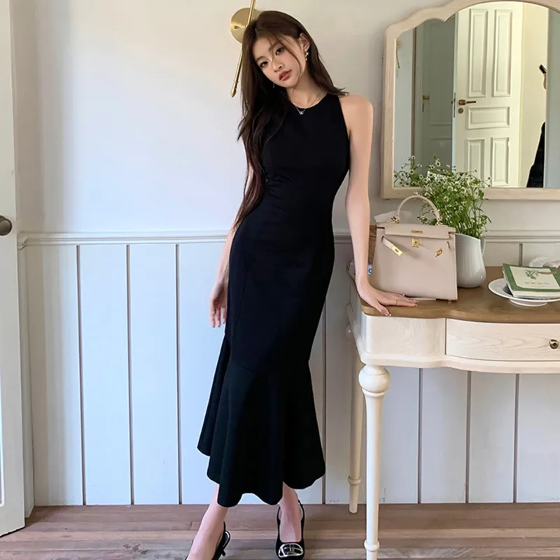AHDO Slip Dresses Women's Black-3