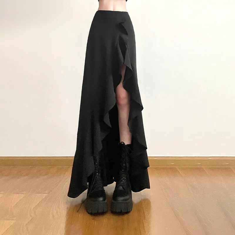 AHDO Casual Long Skirt Women's Black-5