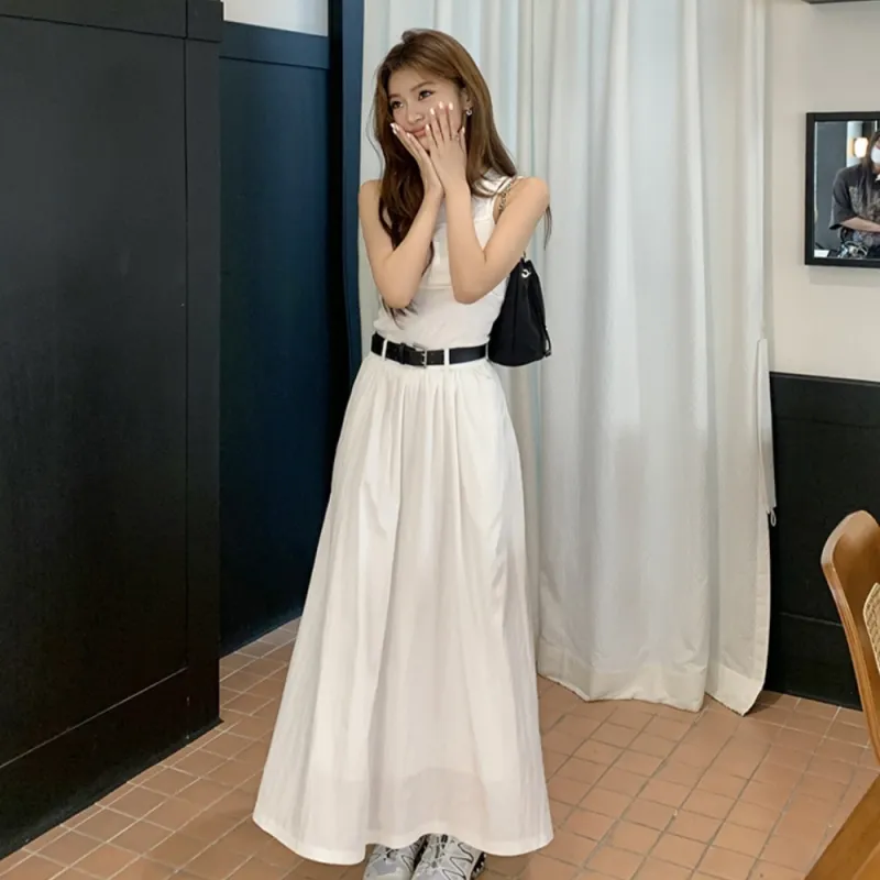 AHDO Casual Long Skirts Women's White-5