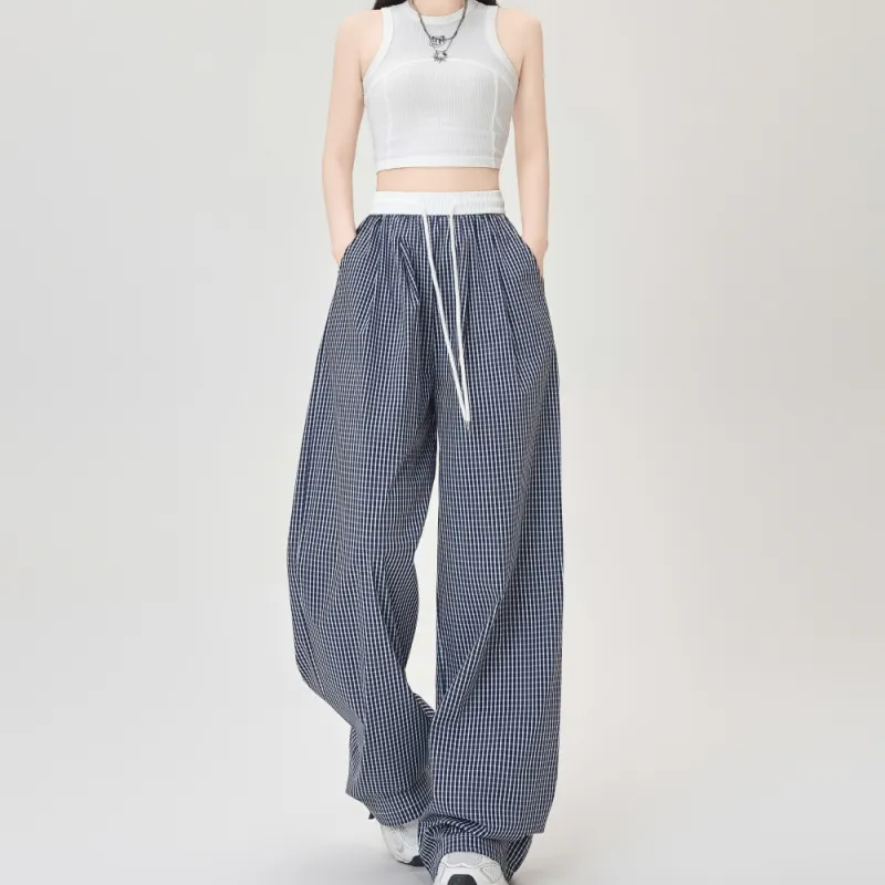 AHDO Casual Pants Women's Plaid-3