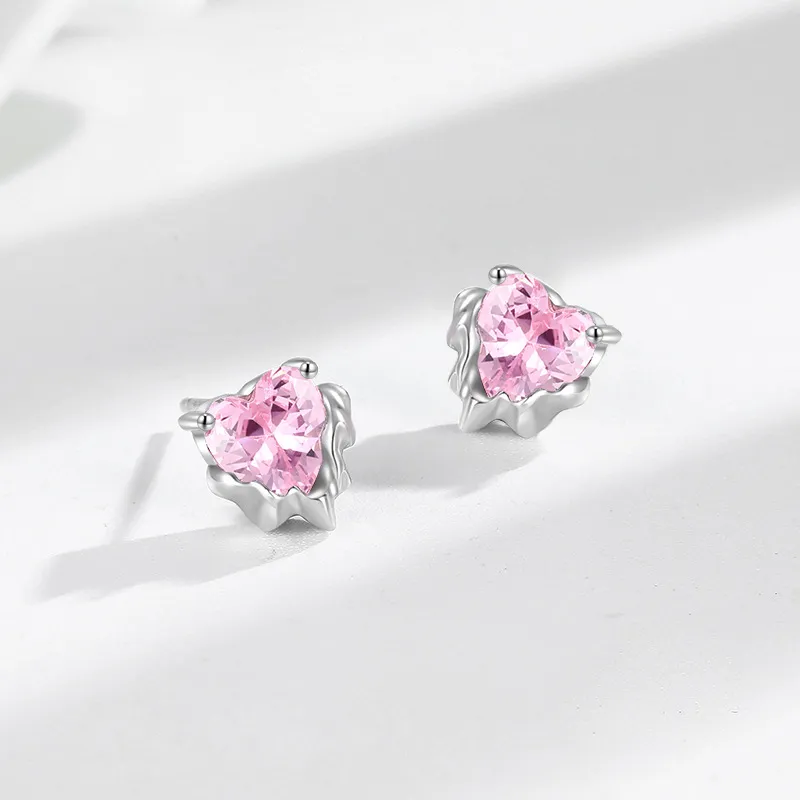 UTD S999 Fine Silver With Zircon Stud Earrings Women's-3
