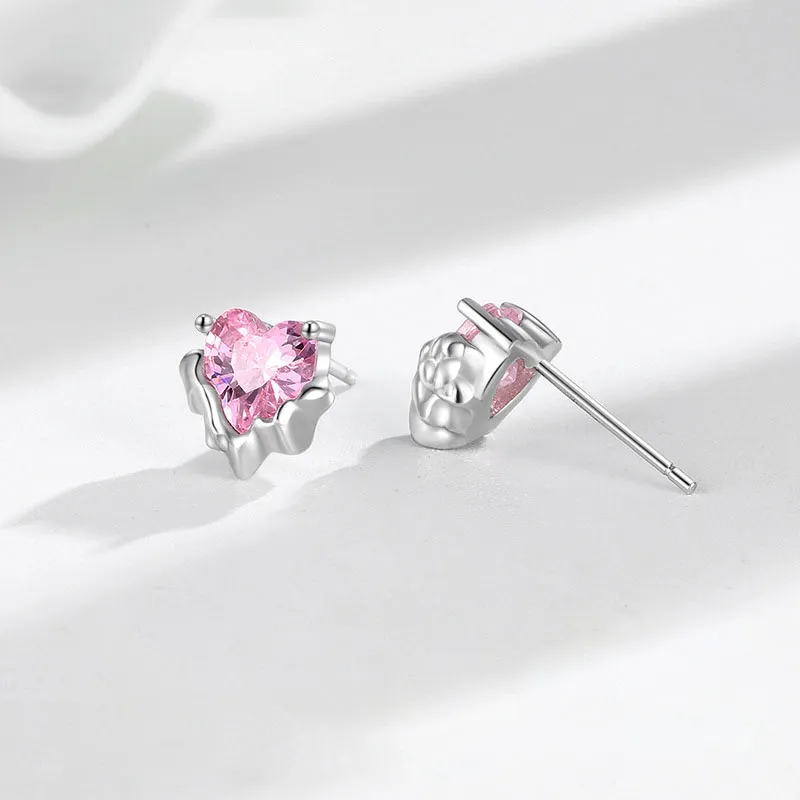 UTD S999 Fine Silver With Zircon Stud Earrings Women's-4