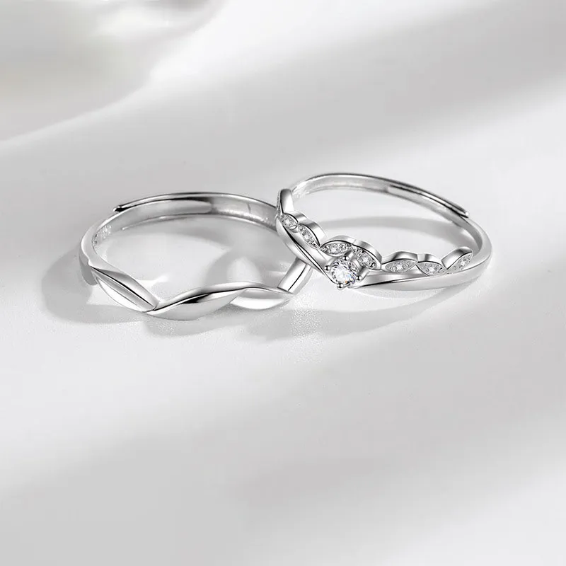 UTD S999 Fine Silver With Zircon Rings Unisex-1