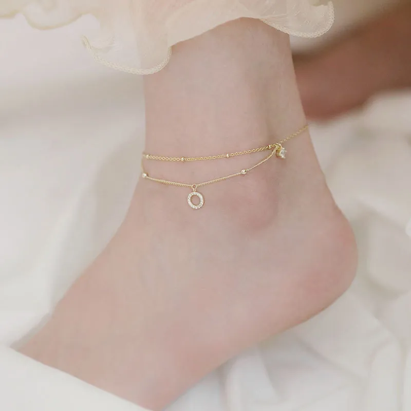 UTD 925 Sterling Silver Zircon Anklets Women's-1