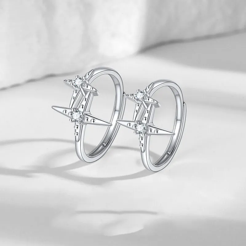 UTD S999 Fine Silver With Zircon Rings Unisex-1