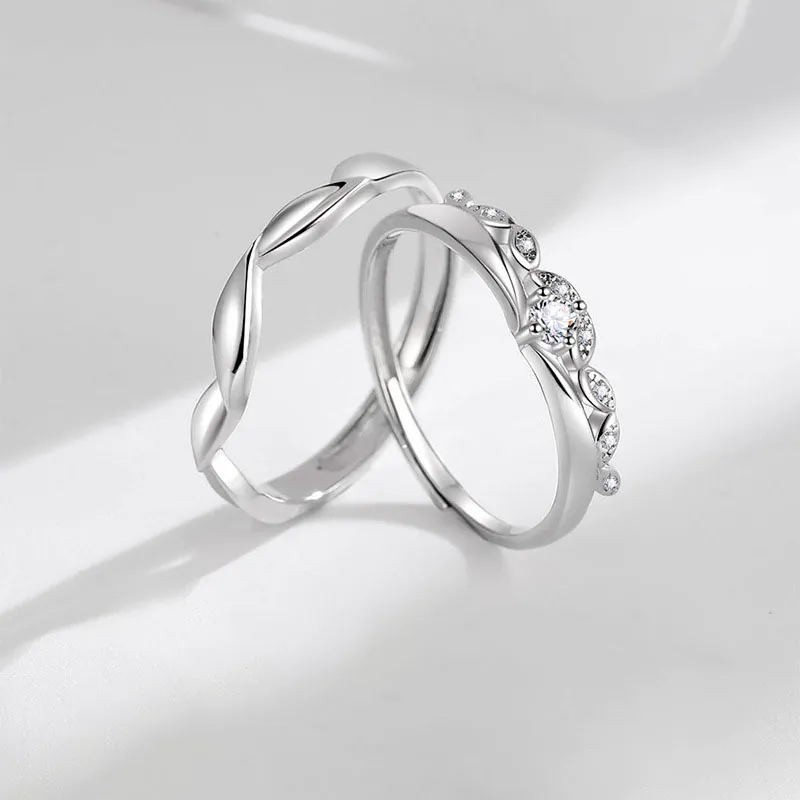 UTD S999 Fine Silver With Zircon Rings Unisex-2