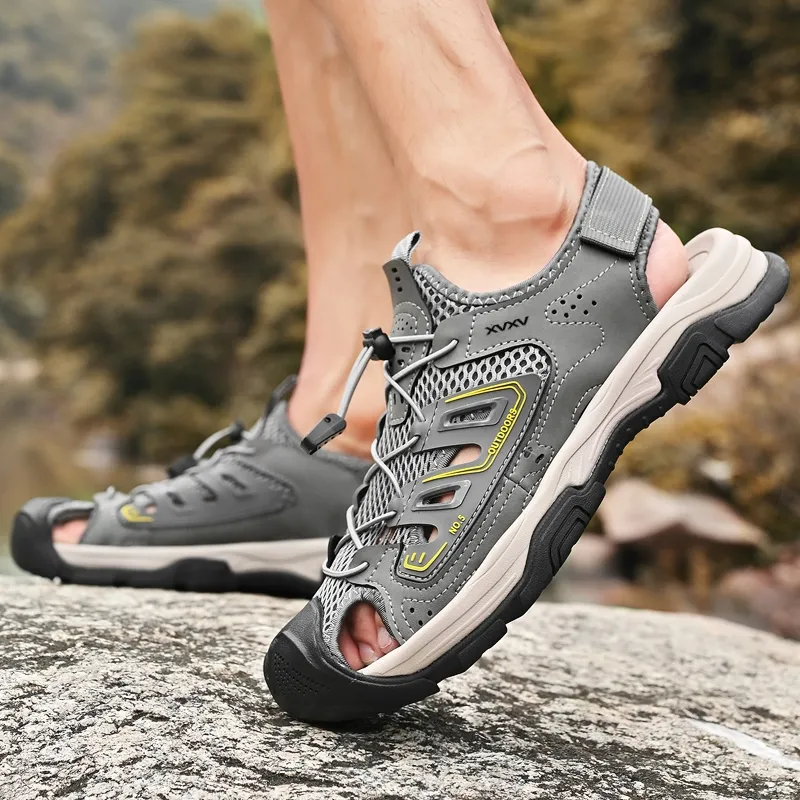 Xvxv Beach Sandals Men Gray/Black-4