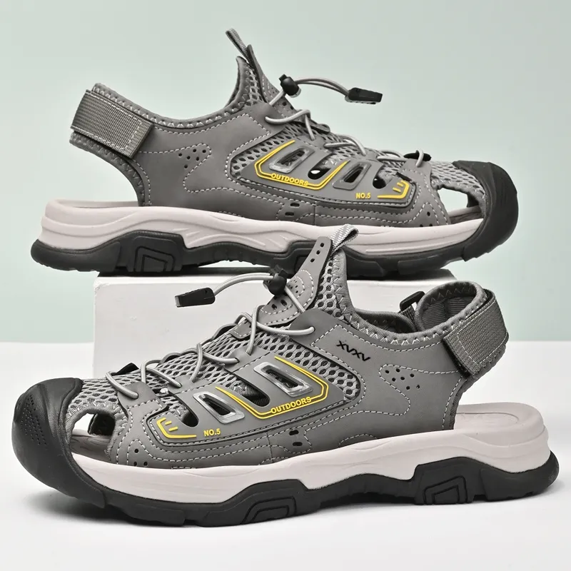 Xvxv Beach Sandals Men Gray/Black-5