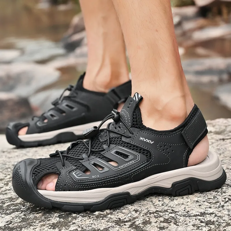Xvxv Beach Sandals Men Gray/Black-9