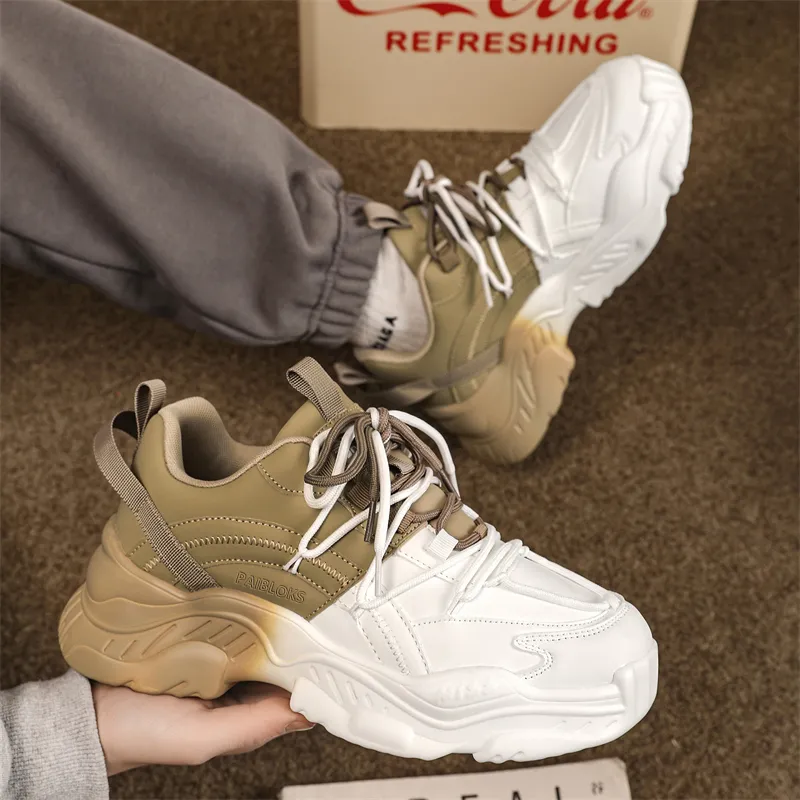 PAIBLOKS Shock Absorbers Slip Resistant Breathable Low Top Chunky Sneakers Unisex-8