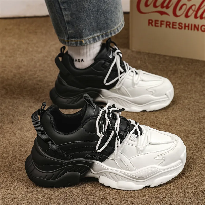 PAIBLOKS Shock Absorbers Slip Resistant Breathable Low Top Chunky Sneakers Unisex-2