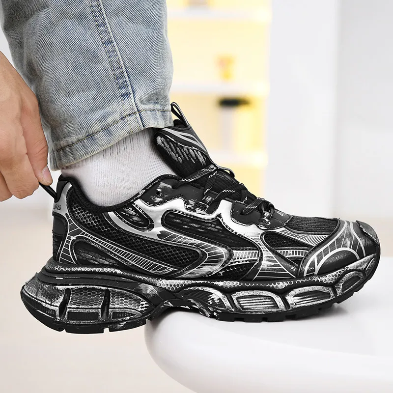 PAIBLOKS Low Top Chunky Sneakers Unisex Black-5