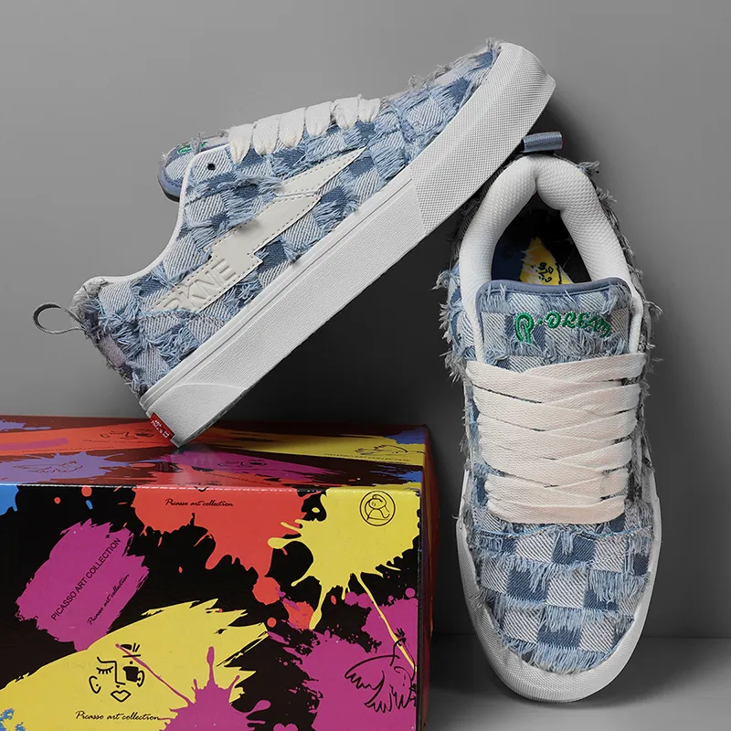 RKNE x PAIBLOKS Slip Resistant Shock Absorbers With Abrasion Resistant Properties Low Top Skateboard Shoes Unisex-22