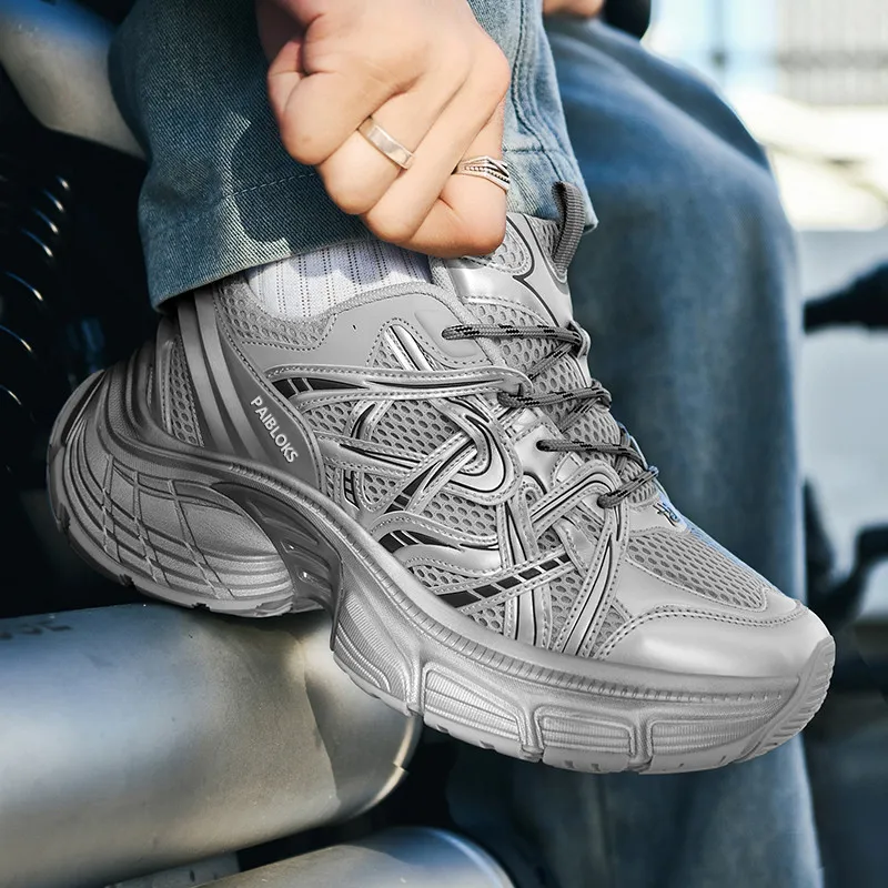 PAIBLOKS Abrasion Resistant Breathable Slip Resistant Low Top Chunky Sneakers Unisex-9