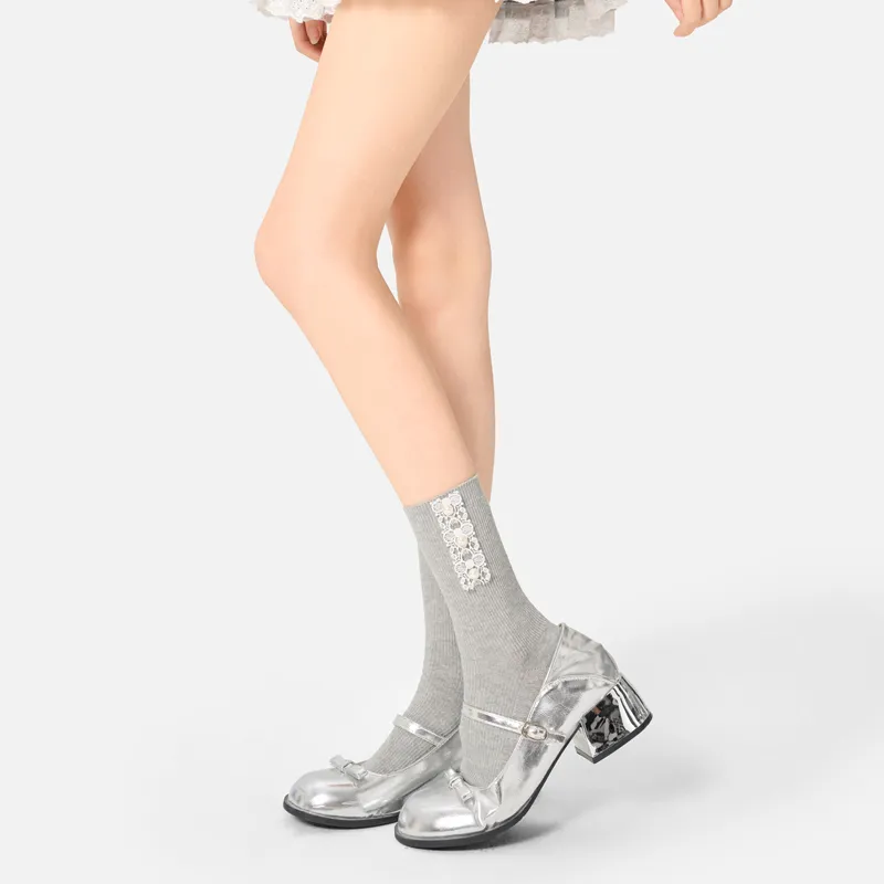 SHIWAJI Mid Calf Socks Women's 2 Pack-9